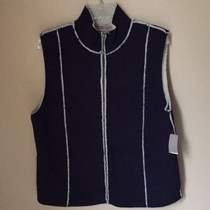 NWT blue I.e. relaxed faux suede fleece lined vest